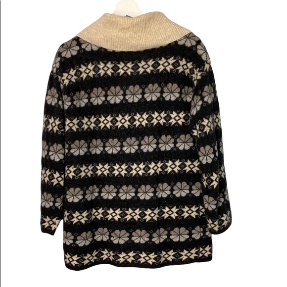 Sisley Made in Italy Relaxed Elegance Fair Isle Wool Wrap Collar Sweater M - Picture 4 of 8